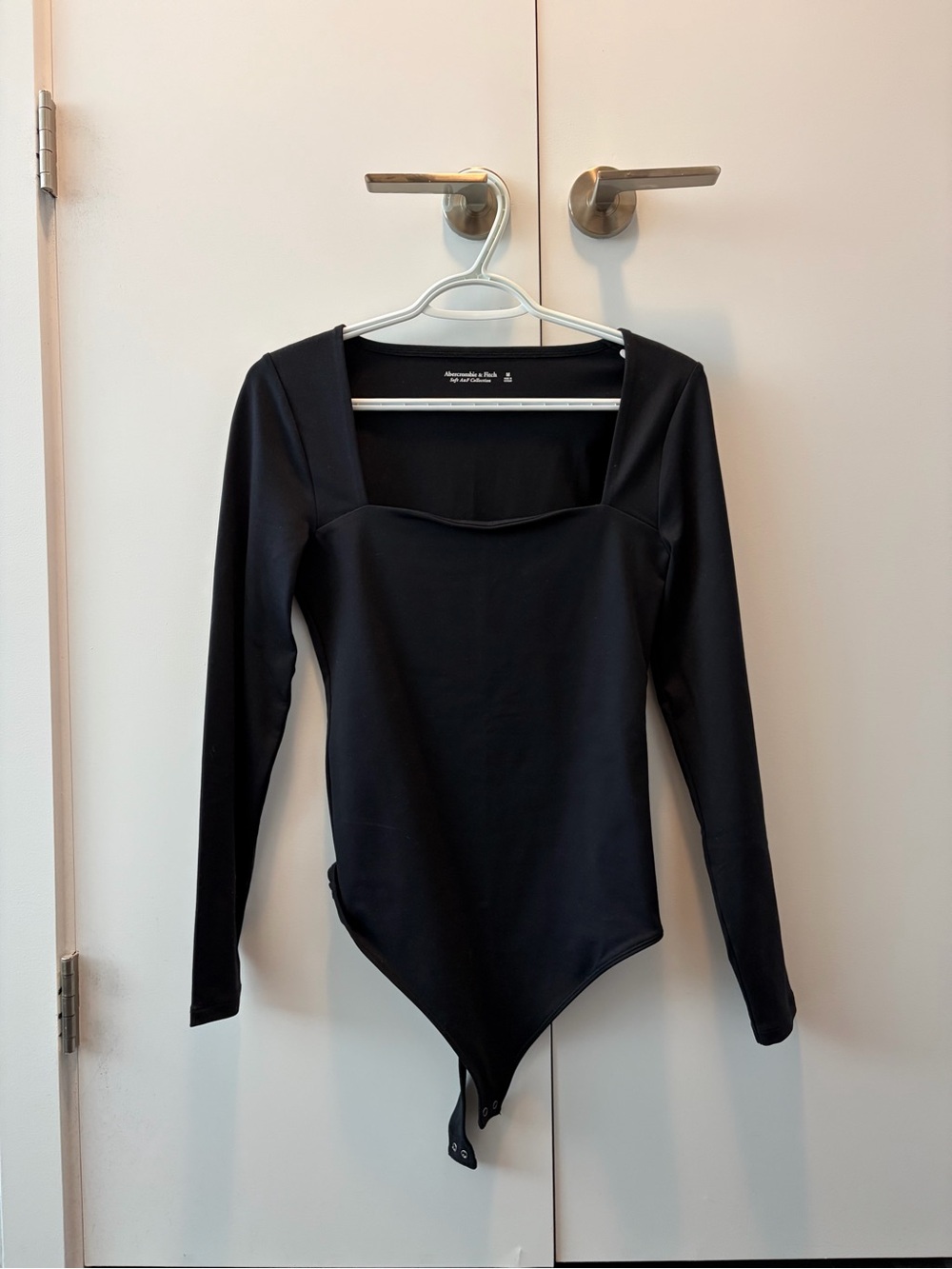 Abercrombie Black Long-Sleeve Square Neck Bodysuit